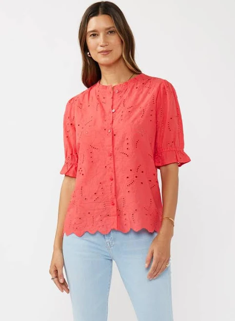 blouses Sweetpea Eyelet Button Up Blouse Lovestitch $58