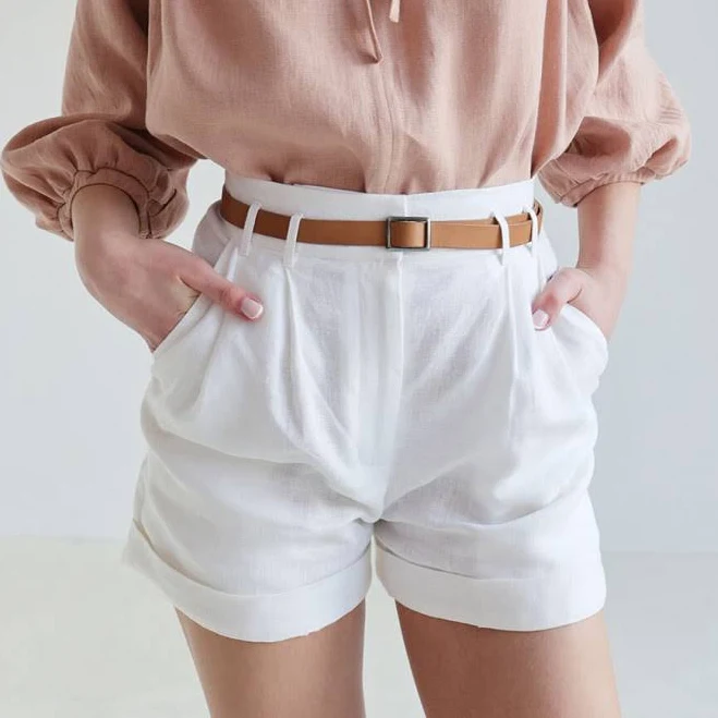 shorts Sydney High Waisted Linen Shorts Linen handmade studio $175
