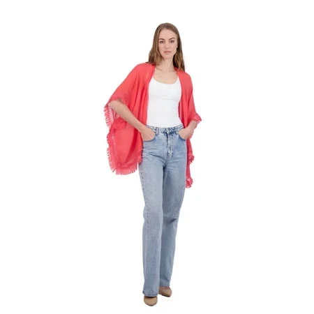 cover up Tahari New York Women's Lightweight Crochet Fringe Kimono Walmart - Trendilize $48