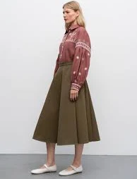 sleeveless top Terracotta linen shirt with embroidery Tsvit Tera Etnodim.com $186