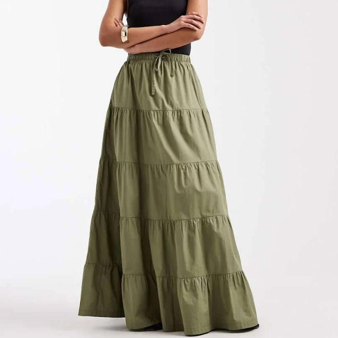 skirt Threadbare Poplin Tiered Maxi Skirt ASOS $51