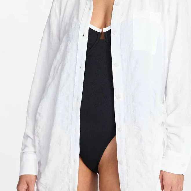 cover up Time and Tru Women's Convertible Button Down Shirt Coverup Walmart $18.98