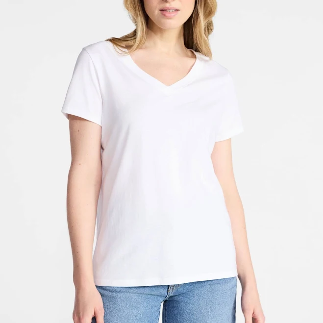 top Time and Tru Women's Cotton V-Neck Short Sleeve Tee Walmart $7.98