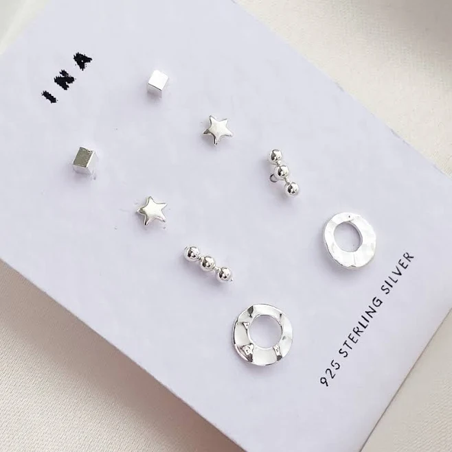 accessory Tiny Sterling Silver Stud Earring Set Etsy - Seller $42.31