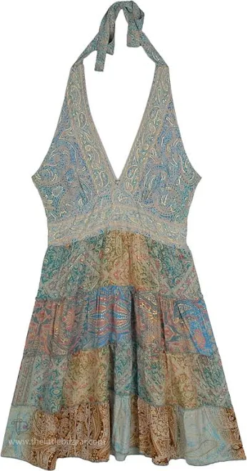 dress TLB Coastal Paisley Patchwork Tiered Halter Neck Dress The Little Bazaar $36.99