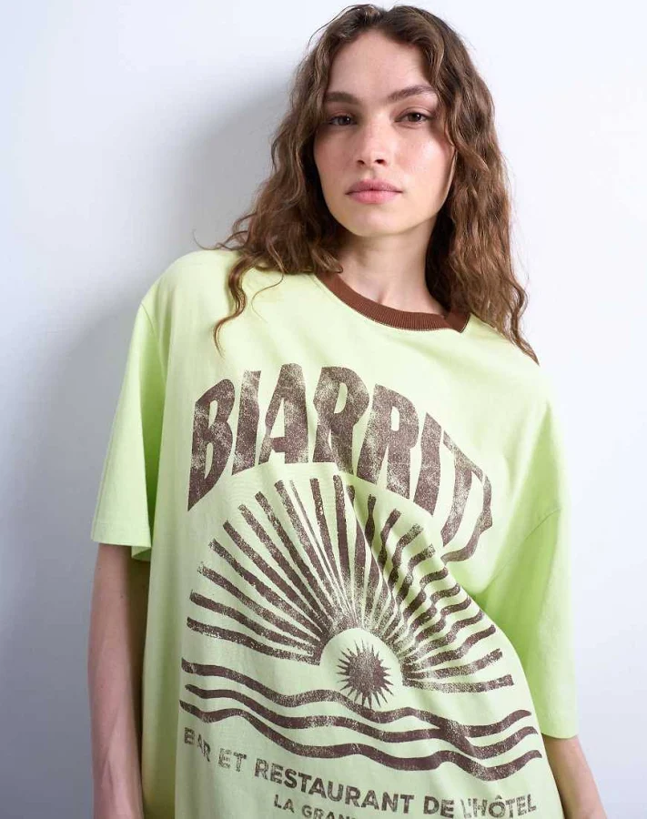 top Topshop Graphic Biarritz Oversized Ringer Tee ASOS $24