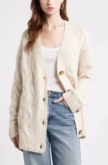 accessory Treasure & Bond Oversize Cable Stitch Cardigan Nordstrom Rack $34.97