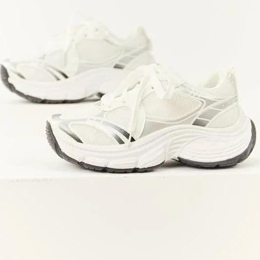 shoes Two Tone Lace Up Mesh Chunky Sneakers Lime Lush $26.95