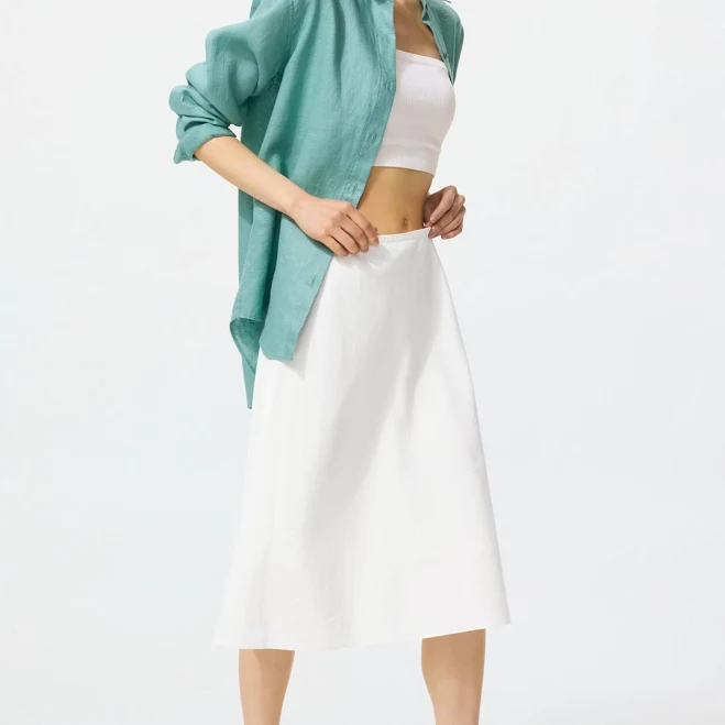 matching set UNIQLO Women's Linen Blend Midi Skirt uniqlo.com/us $49.9