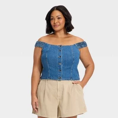 off-shoulder top Universal Thread Women's Off The Shoulder Denim Top Target $30