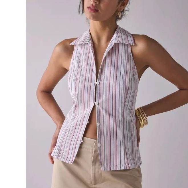 sleeveless top Urban Outfitters Cotton-Blend Button Down Shirt eBay $15.99