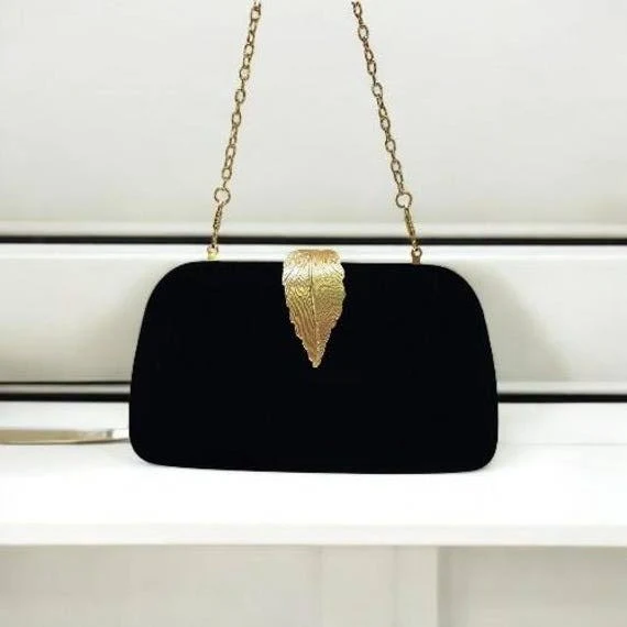 bag Velvet Evening Clutch with Gold Leaf Clasp Etsy - Seller $61.25