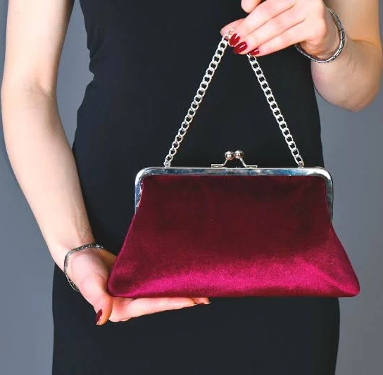 bag Velvet Evening Kiss Frame Purse Etsy - SenamonBoutique $55
