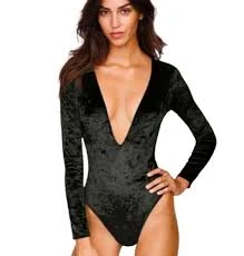 bodysuit Victoria's Secret Green Velvet Body Suit Long Sleeve Deep V Neck Size XS eBay $35