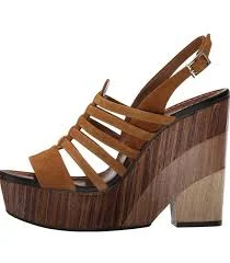 shoes VINCE CAMUTO ONIA 70s RETRO SUEDE RUST TAN WOOD WEDGES PLATFORMS SANDALS HEELS 9 eBay $26