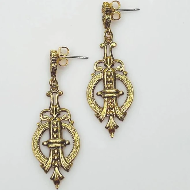 accessory Vintage Baroque Filigree Dangle Earrings Etsy - YesterdaysLuster $25.5