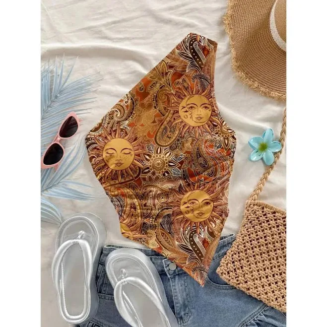 one shoulder top Vintage Boho Paisley Sun God Paisley Top TikTok Shop $19.1