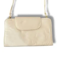 bag Vintage Cream Faux Leather Crossbody Purse w/ Gold Hardware eBay $12