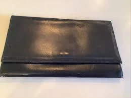 bag Vintage Koret Navy Leather Red Piping Envelope Clutch eBay $39.99