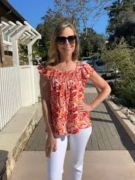 top Watercolor Dreams Blouse - Coral Ms. Fabulous $49