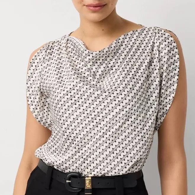 top White House Black Market Women's Satin Petal Sleeve Blouse White House Black Market $53.4