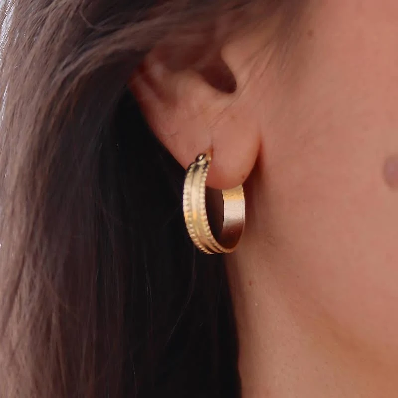 accessory Wide Gold Textured Hoop Earrings Etsy - Lianie $78