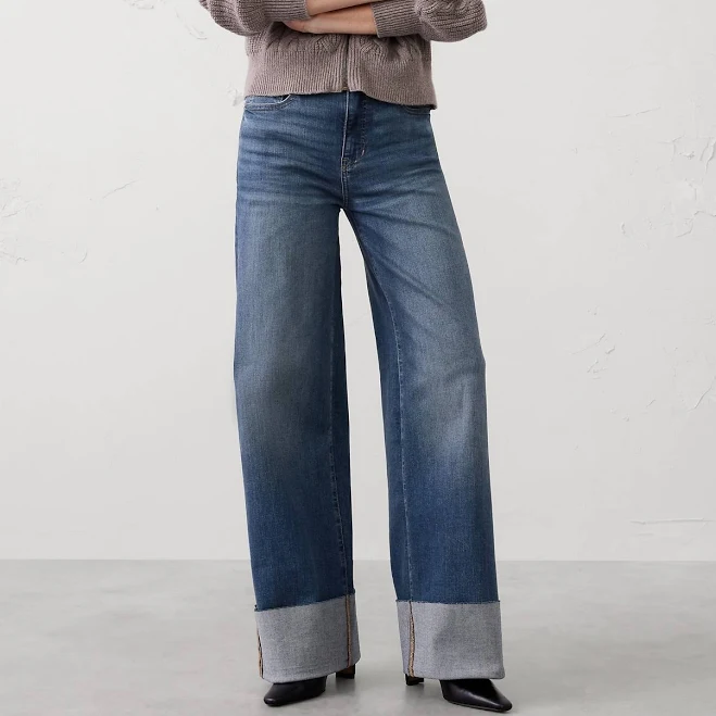 jeans Wide-Leg High-Rise Jeans Banana Republic Factory $50