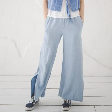 pants Wide Leg Linen Pants with Side Slits Etsy - OldLinenMill $120.71