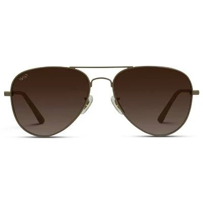 accessory WMP Eyewear Classic Pilot Style Polarized Aviator Sunglasses - Matte Brown Frame/Brown Gradient Lens Target $46