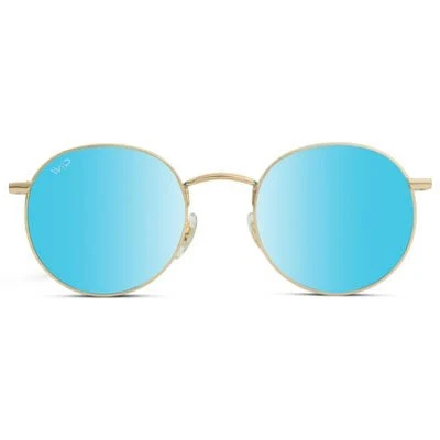 accessory WMP Eyewear Trendy Round Metal Frame Polarized Sunglasses - Gold Frame/Mirror Blue Lens Target $40