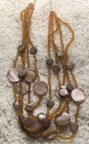 accessory Woman's Multi Strand Earth Tones Combination of Seed Beads and Coin Beaded Necklace Etsy $9.99