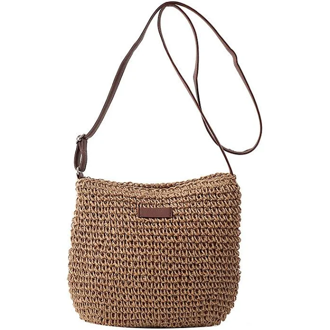 bag Women's Boho Natural Woven Straw Crossbody Bag with Brown Leather Strap LightInTheBox $18.99