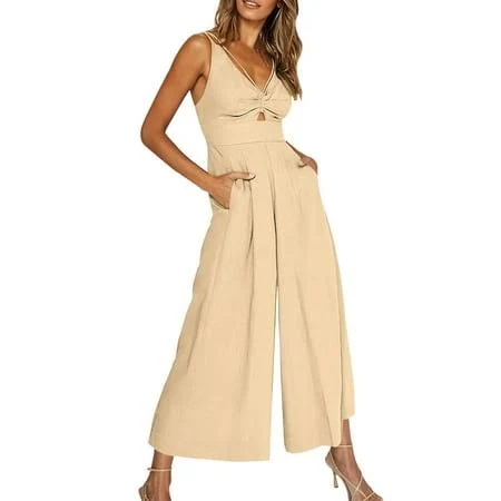 jumpsuit Women's Casual Linen Wide Leg Jumpsuit Walmart - Bwoboli $32.39