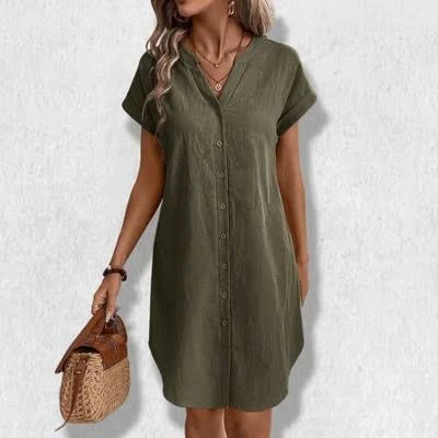 midi dress Women's Casual Loose Fit Linen Blend Midi Dress Target $36.99
