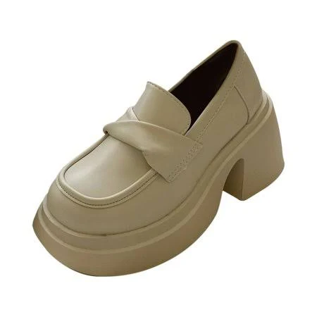 shoes Women's Chunky Platform Leather Loafers Walmart - haocai $18.7
