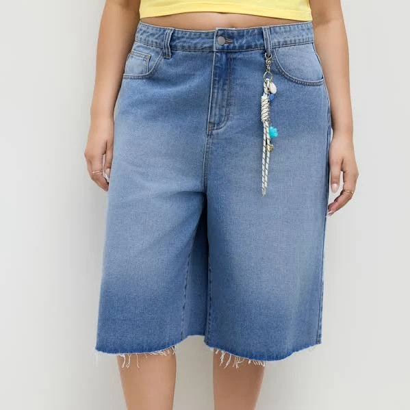 matching set Women's Curve Fit Lightweight Denim Shorts Cider $47.9
