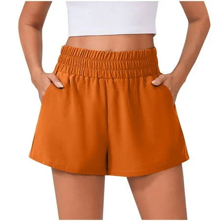 shorts Women's Elastic High Waisted Quick Dry Shorts with Pockets Walmart - Htigea $13.4