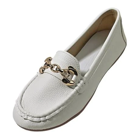 shoes Women's Faux Faux Leather Slip-On Loafers with Gold Chain Walmart - GUZOM SHOES $24.3