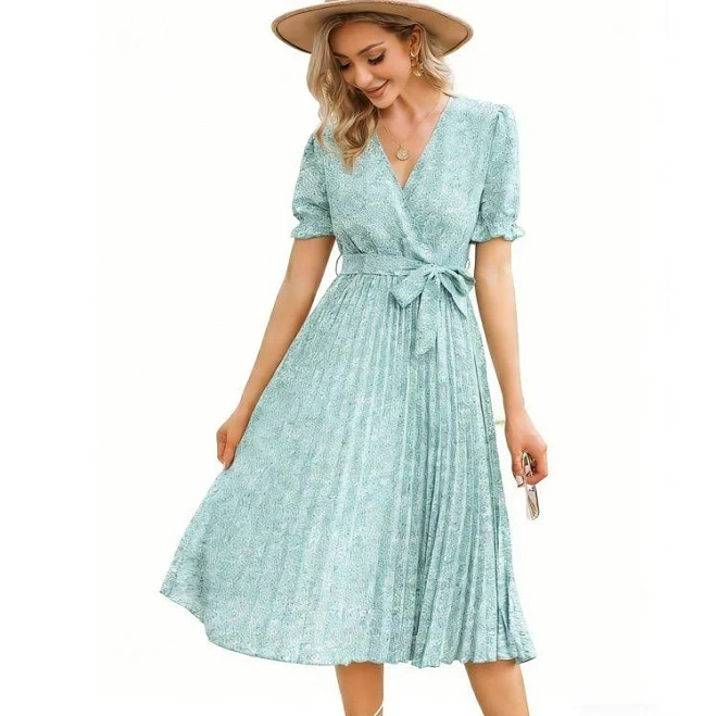 midi dress Women's Floral Pleated Wrap V Neck Midi Dress Kohl's $40.99