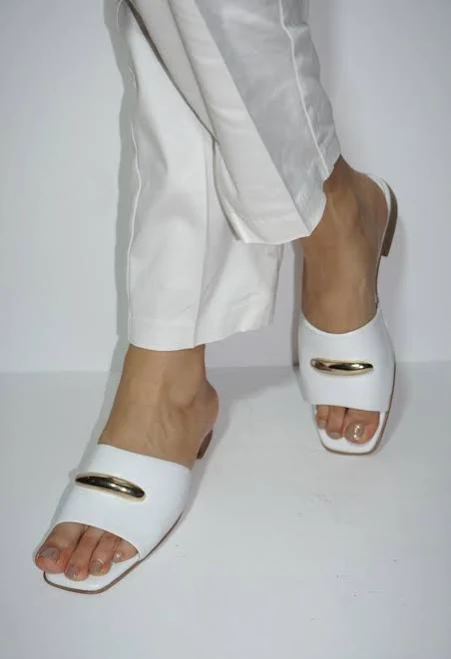 shoes Women's Genuine Leather Slip-On Slides with Gold Buckle Etsy - Seller $134.27