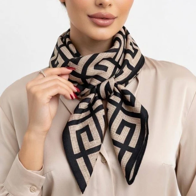 accessory Women's Geometric Silk Scarf Etsy - Seller $30.49