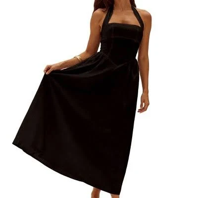 maxi dress Women's Halter Neck Sleeveless Fitted Waist Maxi Dress with Pockets Target $59.99