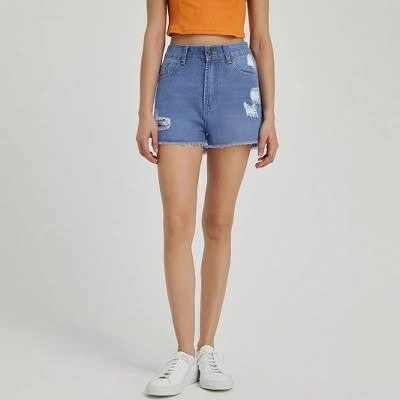 bottoms Women's High Waist Distressed Denim Shorts with Frayed Raw Hem Target $28.99