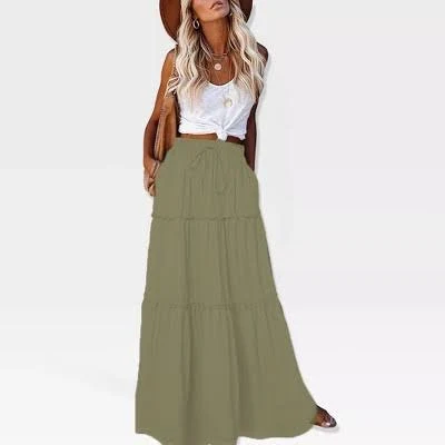 outfits Women's High-Waisted A-Line Ruffle Flowy Maxi Skirt Target $35.99