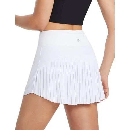 bottom Women's High-Waisted Pleated Tennis Skirt with Shorts Pockets Walmart - Baleaf $29.99