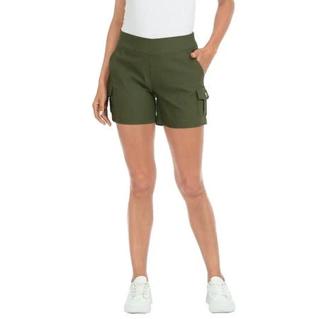 shorts Women's High-Waisted Pull-On Stretch Cargo Shorts with Pockets Walmart - HDE $34.99