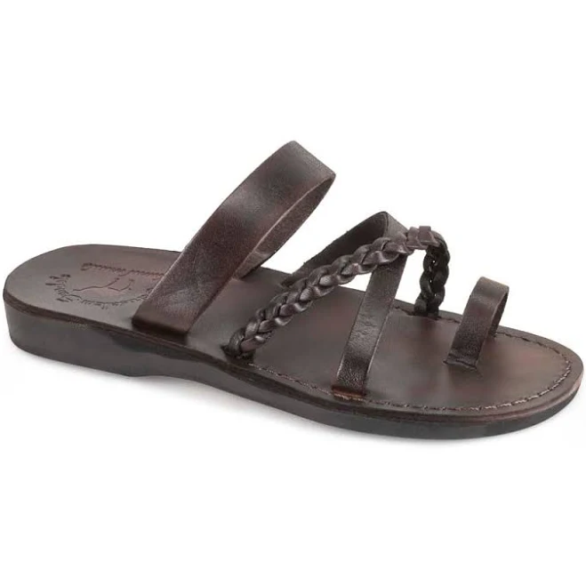 shoes Women's Leather Braided Flat Sandal - Sophia - Brown, Size 11 | Hand-Crafted - Light & Flexible | Jerusalem Sandals Jerusalem Sandals $77.95