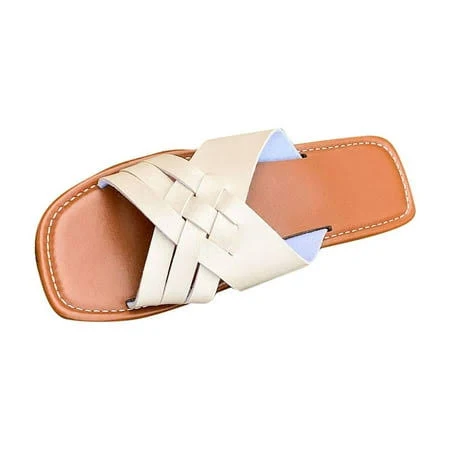 shoes Women's Leather Slide Sandals with Cross Straps Walmart - Xfvqtps Fashion $11.99