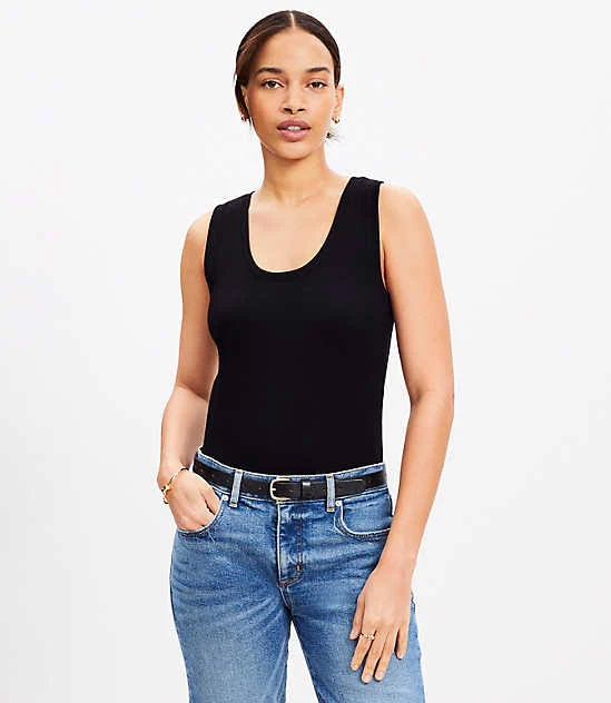 top Women's Loft Perfect Ribbed Scoop Neck Tank Top LOFT $13.47