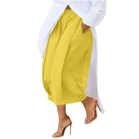 outfits Women's Loose Fit Cropped Wide Leg Culottes with Pockets Walmart - FashionWardrobe $24.97